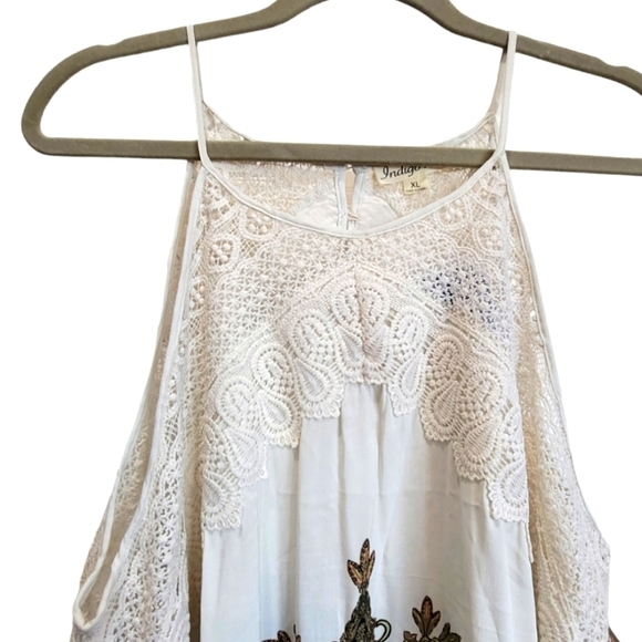 NWT XL Spaghetti Strap Embroidered Paisley Print Midi Dress - Picture 2 of 7